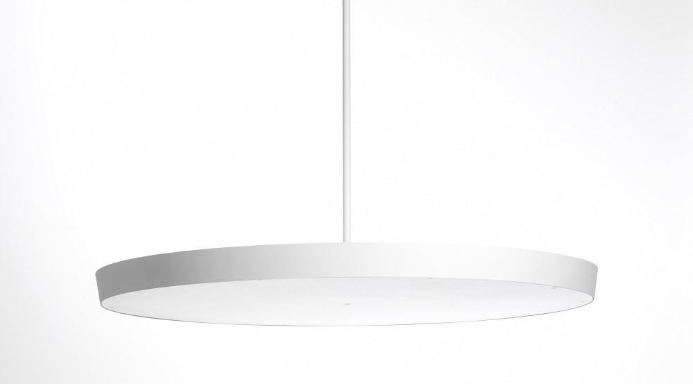 Ø 900 mm Pendant luminaire with suspension pipe, steel, white powder coated