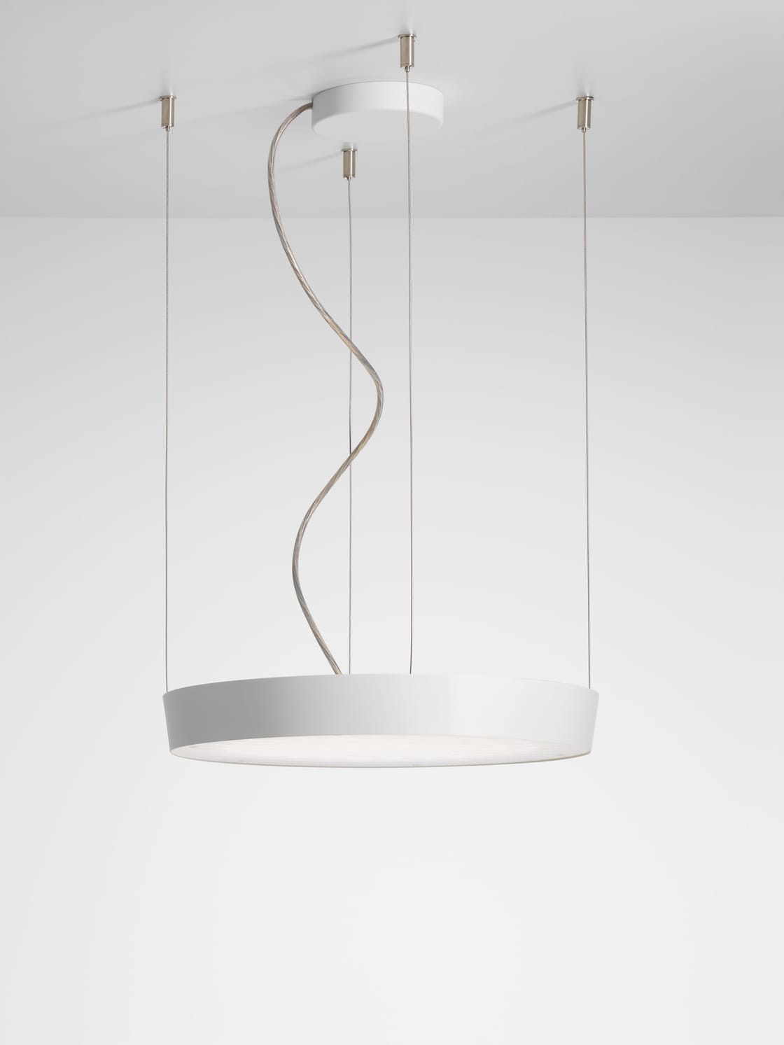 Pendant luminaire, steel, white powder-coated